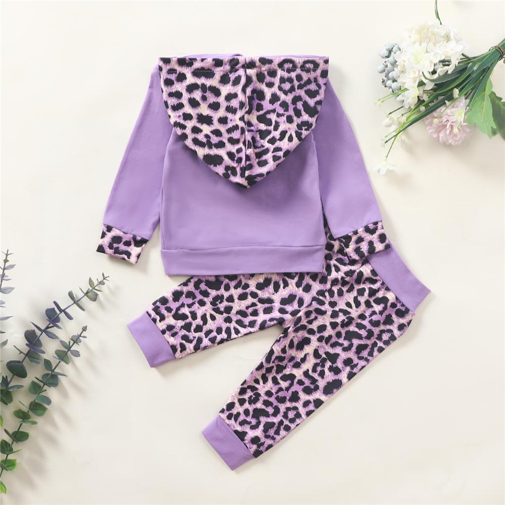 Baby Mini Leopard Printed Hooded Long Sleeve Top & Pants Wholesale Baby - PrettyKid