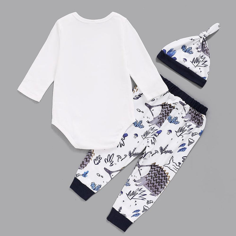 Mom's Little Man Long Sleeve Romper & Printed Pants & Hat Baby Wholesales - PrettyKid