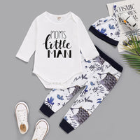Mom's Little Man Long Sleeve Romper & Printed Pants & Hat Baby Wholesales - PrettyKid