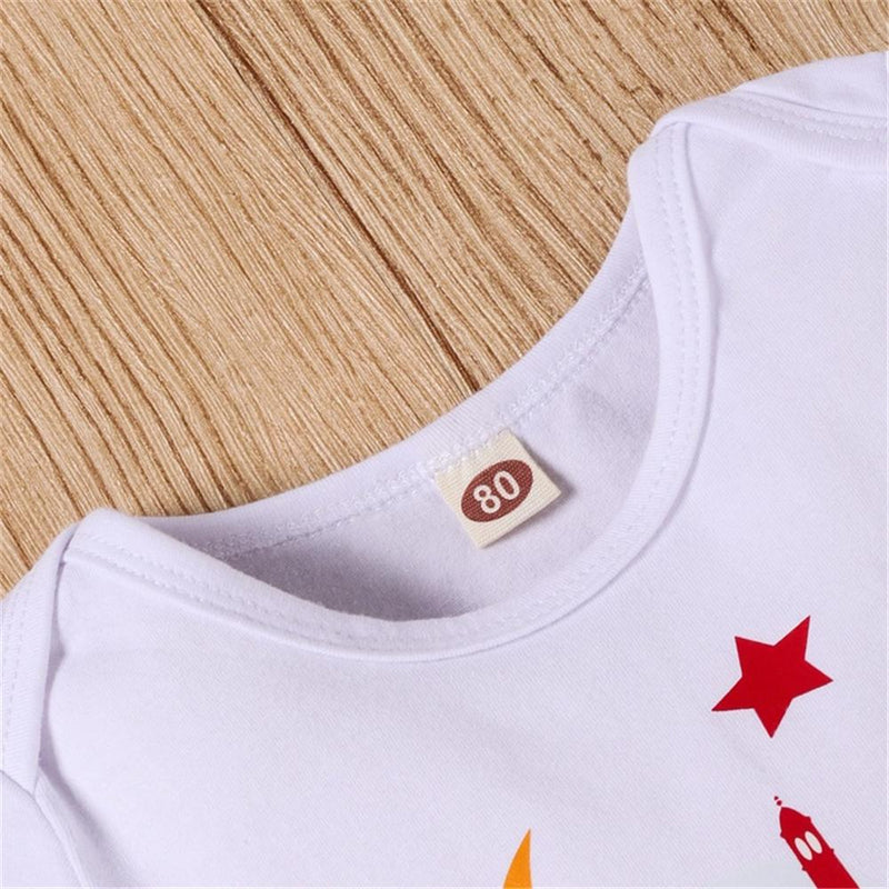 Baby Moon Letter Printed Short Sleeve Romper wholesale smocked children's clothing - PrettyKid