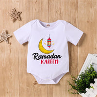 Baby Moon Letter Printed Short Sleeve Romper wholesale smocked children's clothing - PrettyKid