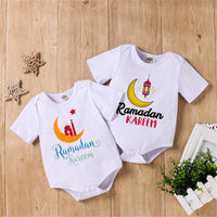 Baby Moon Letter Printed Short Sleeve Romper wholesale smocked children's clothing - PrettyKid