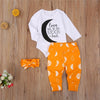 Baby Girls Moon Printed Long Sleeve Romper & Pants & Headband Baby Clothes Vendors - PrettyKid