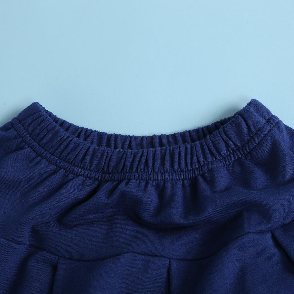 Girls Navy Collar Top & Pleated Skirt - PrettyKid