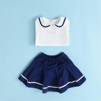 Girls Navy Collar Top & Pleated Skirt - PrettyKid