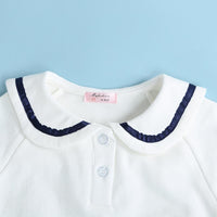 Girls Navy Collar Top & Pleated Skirt - PrettyKid