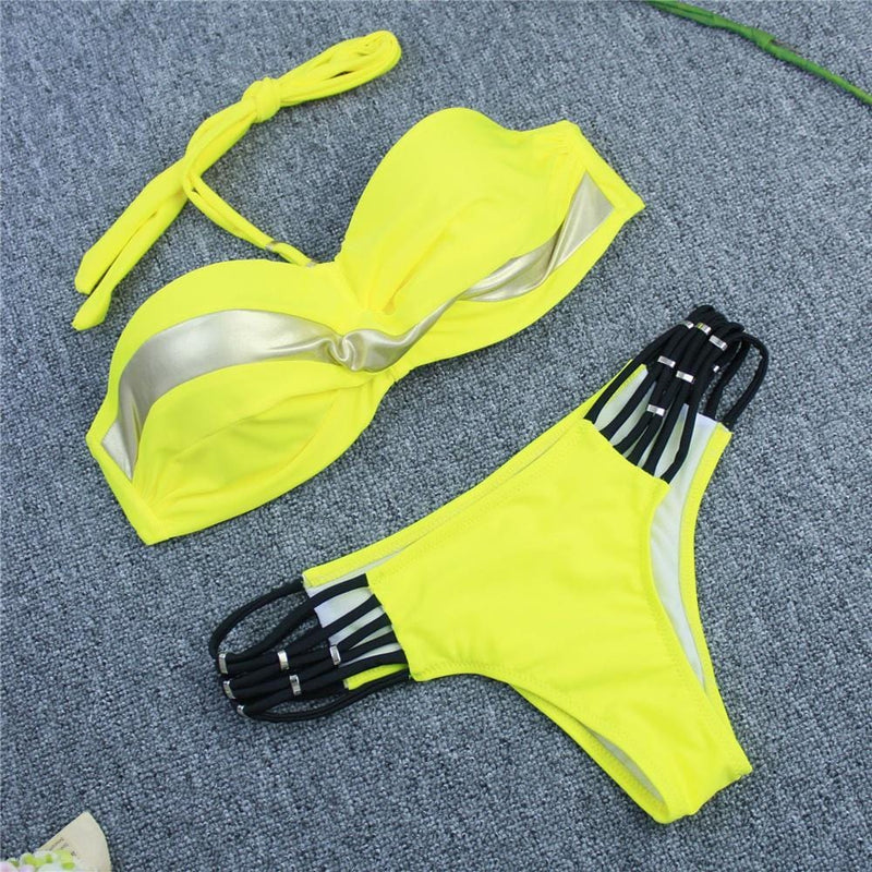 Women Neck Sling Bikini Swimwear With Shorts kids designer wholesale - PrettyKid