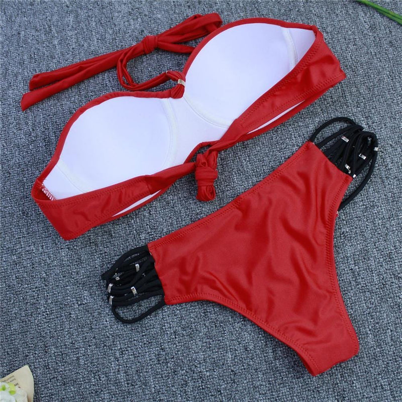 Women Neck Sling Bikini Swimwear With Shorts kids designer wholesale - PrettyKid