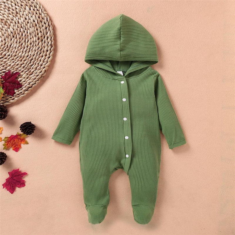 Baby Unisex Newborn Hooded Solid Romper Baby Boutique Wholesale - PrettyKid