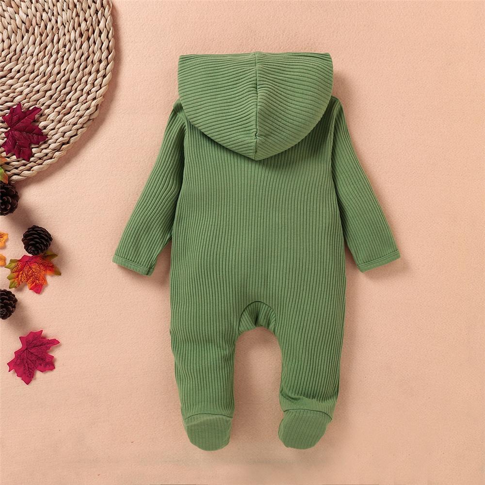 Baby Unisex Newborn Hooded Solid Romper Baby Boutique Wholesale - PrettyKid