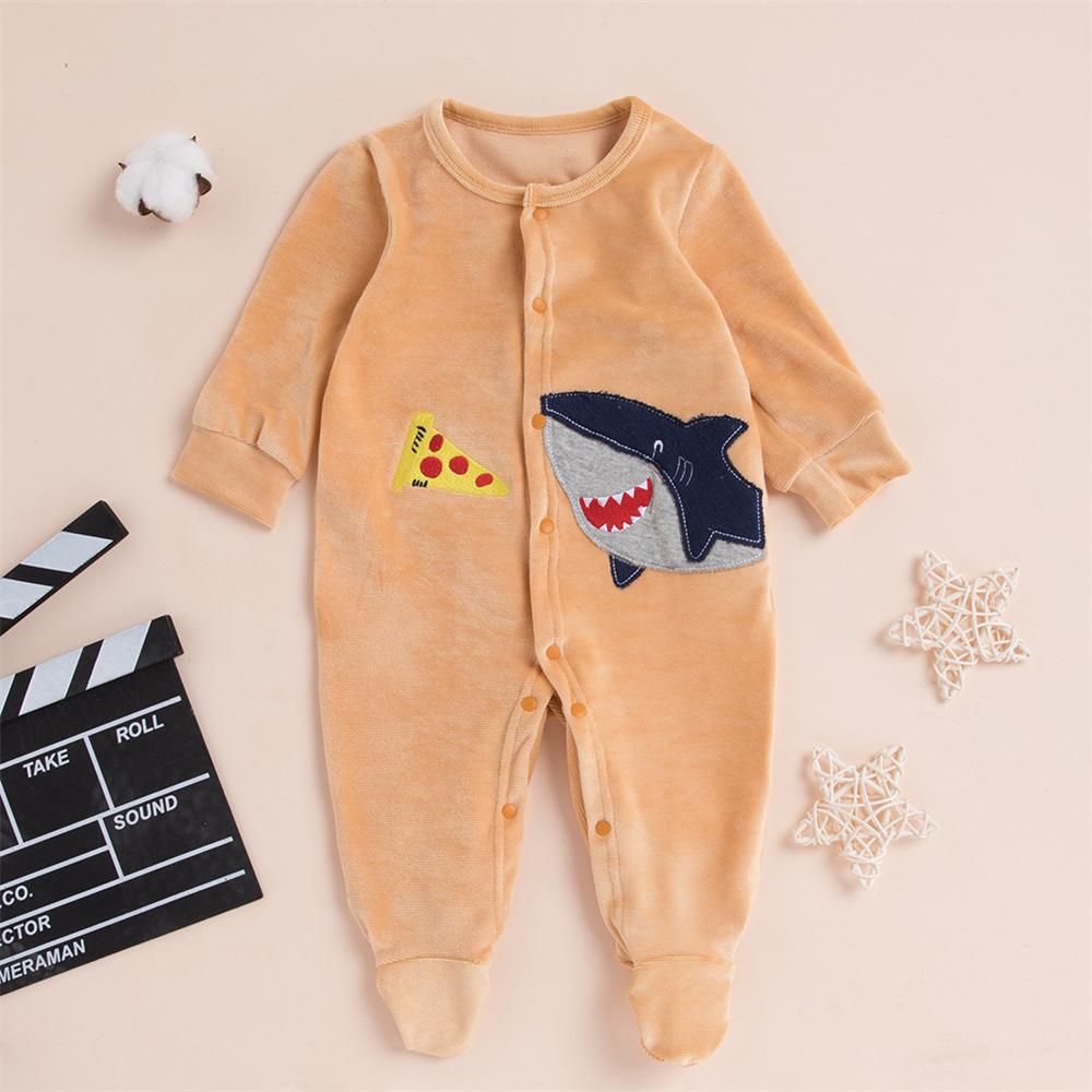 Baby Boys Newborn Shark Long Sleeve Romper Wholesale Clothing Baby - PrettyKid