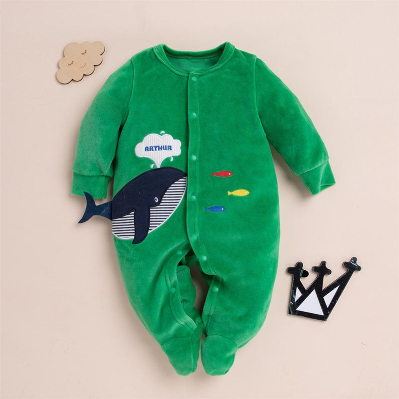 Baby Newborn Whale Cartoon Long Sleeve Romper Baby Clothes Cheap Wholesale - PrettyKid