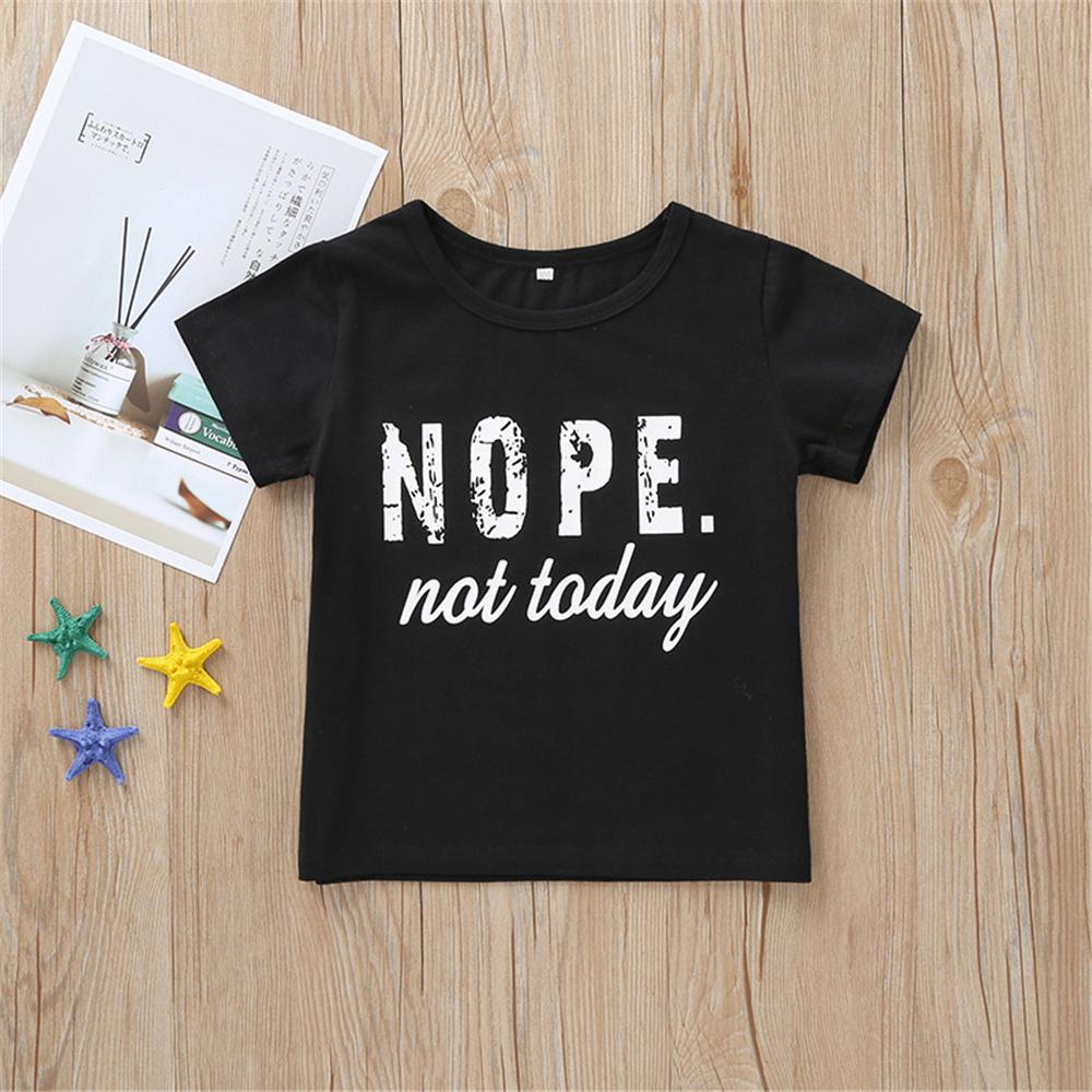 Unisex Not Today Letter Printed Short Sleeve Top Wholesale Kids clothes Distributors - PrettyKid