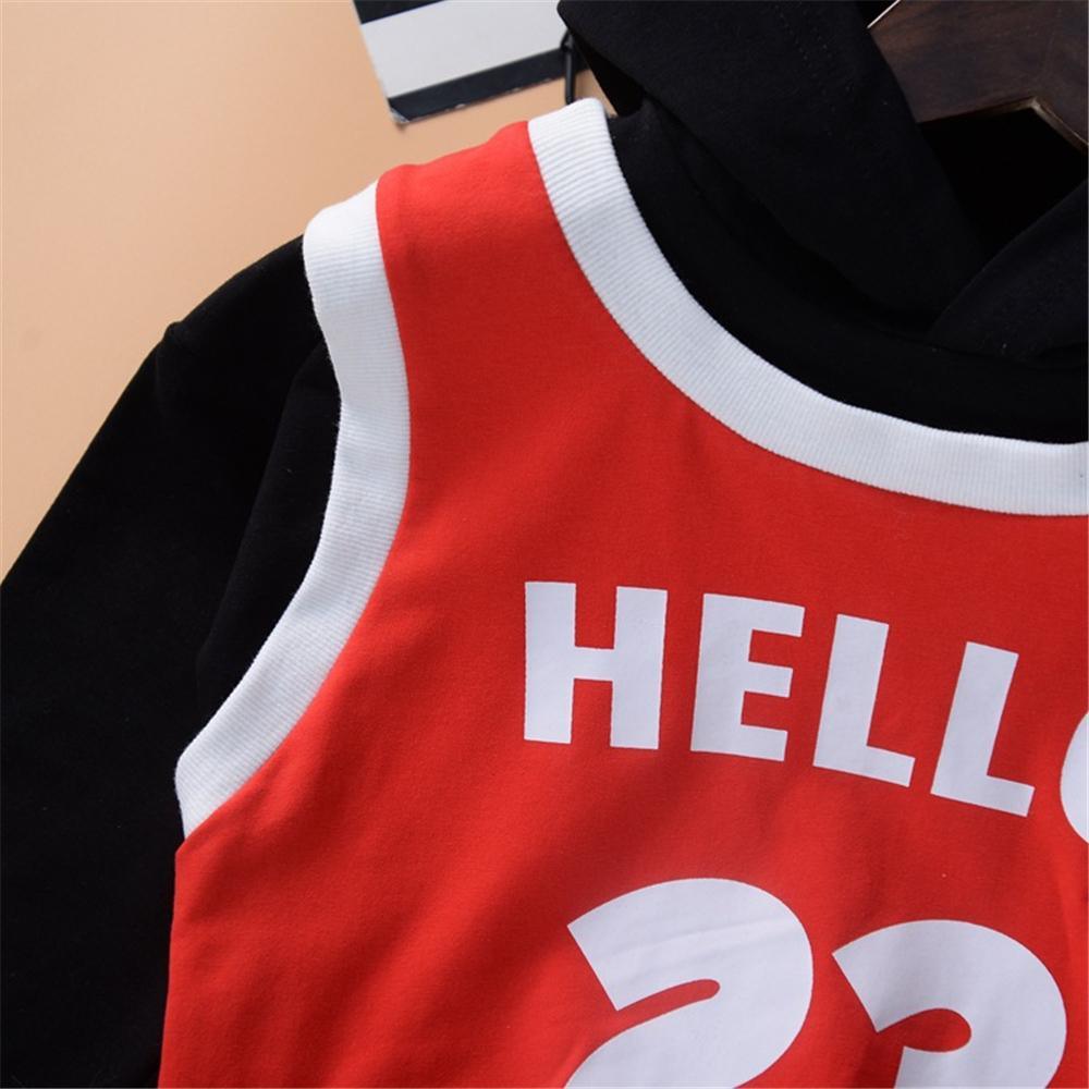 Unisex Number Letter Print Basketball Stitching T-shirt Bulk Kids Clothing - PrettyKid