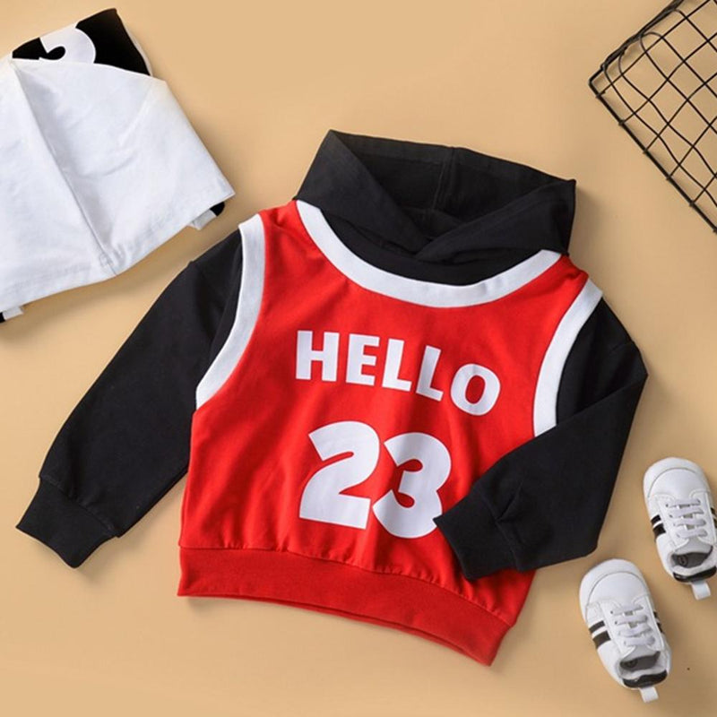 Unisex Number Letter Print Basketball Stitching T-shirt Bulk Kids Clothing - PrettyKid