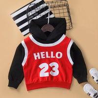 Unisex Number Letter Print Basketball Stitching T-shirt Bulk Kids Clothing - PrettyKid