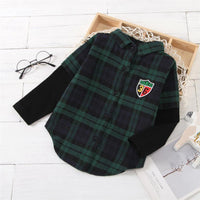 Unisex Number Plaid Long Sleeve Lapel Shirts Kids Wholesale Clothing - PrettyKid