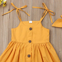 Toddler Girl Solid Color Suspender Dress & Headband - PrettyKid