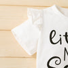 Kid Girls Summer Solid Color Letters Short-sleeved T-shirt Sunflower Flared Pants Set - PrettyKid