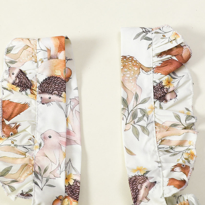 Toddler Girls Solid Letter Jumpsuit Animal Strap Skirt Set - PrettyKid