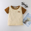 Toddler Boys Summer Collar Contrast Short Sleeve Round Neck T-shirt Solid Shorts Set - PrettyKid