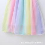 Toddler Kids Summer Sleeveless Rainbow Halter Mesh Dress - PrettyKid