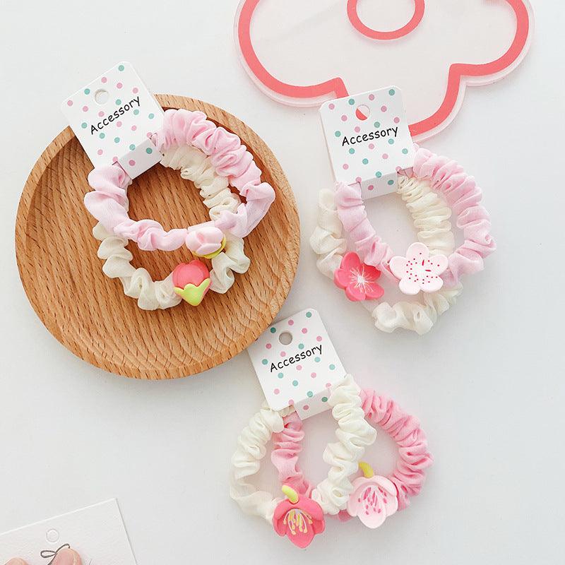 Sweet and Beautiful Girl's Pink Flower Hair Ring Lovely Fringe Hairpin Girls Hair Accessories