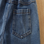 Toddler Kids Girls Green Short Navel Exposed Short Sleeve Top Jeans Set - PrettyKid