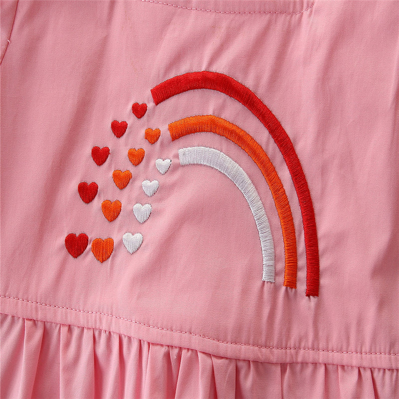Girl embroidered princess dress Rainbow Short Sleeves in Bulk Wholesale - PrettyKid