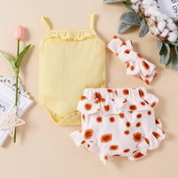 Baby Girls' Jumpsuit Printed Three Piece Set Wholesale Baby Clothes Bulk - PrettyKid