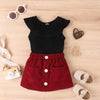 Baby Children's Ruffle Collar Cotton Sleeveless Romper Corduroy Skirt Girls Suit