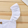 Toddler Kids Girls Solid Color Sleeveless Suspender Top Wave Point Skirt Set - PrettyKid