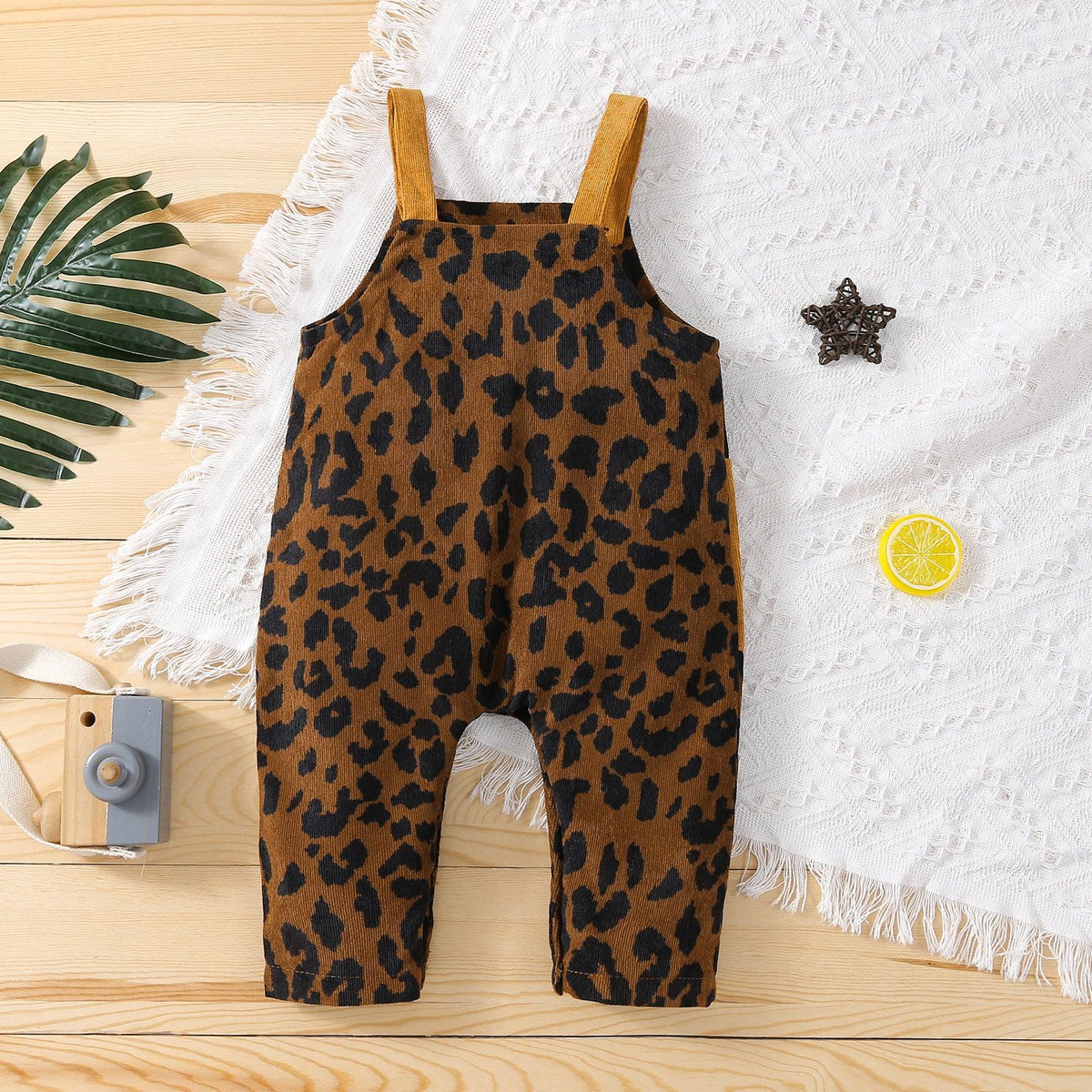 Toddler Kids Boys Girls Corduroy Leopard Strap Jumpsuit Wholesale Baby Clothes Bulk - PrettyKid