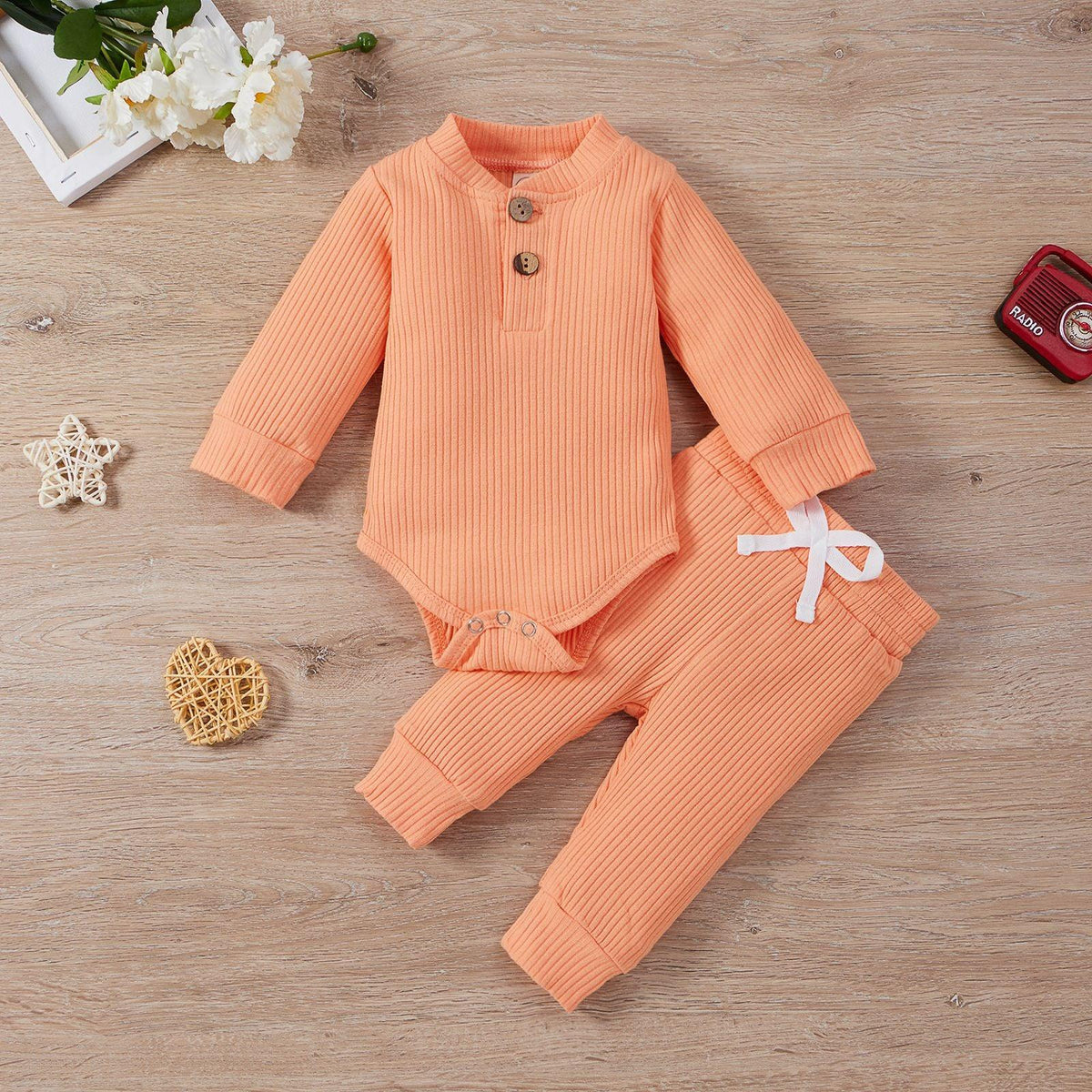 Baby Boys Girls Solid Stripe Stand Collar One-piece Long Sleeve Trousers Suit - PrettyKid