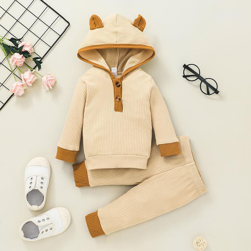 Toddler Boys Girls Solid Color Hoodie Pants Set - PrettyKid