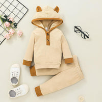 Toddler Boys Girls Solid Color Hoodie Pants Set - PrettyKid