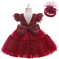 Christmas Girls Dresses Princess Dress Bow Mesh Halloween Dress Set - PrettyKid