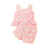 Toddler Kids Girls Summer Solid Daisy Print Sleeveless Vest Top Shorts Set - PrettyKid
