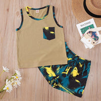 Sleeveless Top Shark Printing Suit - PrettyKid