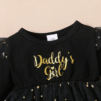 Toddler Girls Solid Daddy's Girl Lettered Screen Stitched Dress - PrettyKid