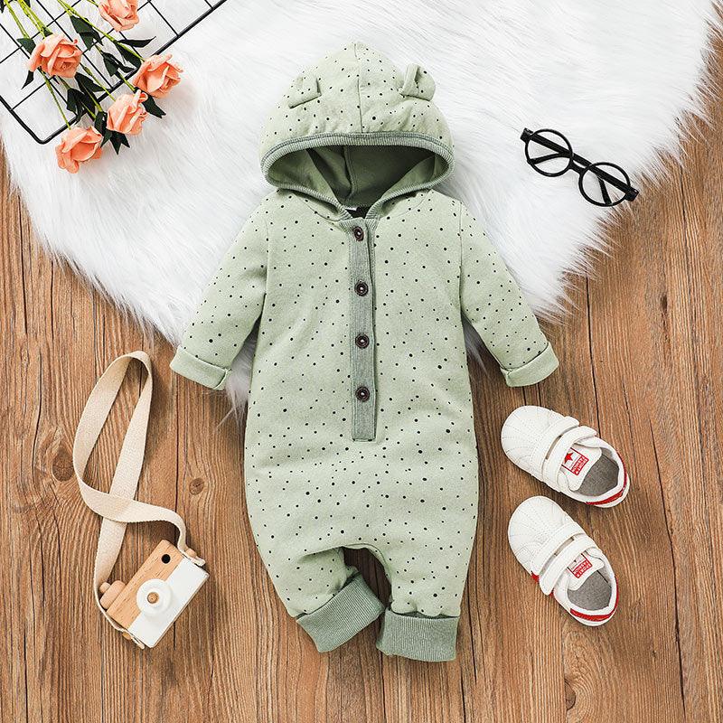 Baby Boys Girls Solid Long Sleeved Hoodie Jumpsuit - PrettyKid