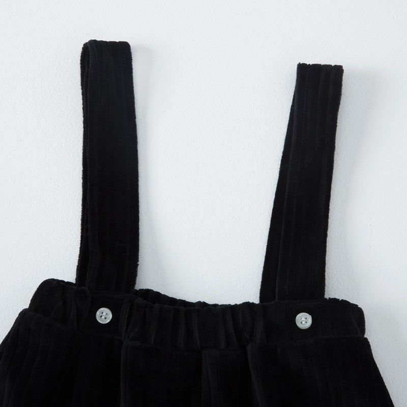 Toddler Kids Girls Wave Point Suspender Skirt Set - PrettyKid