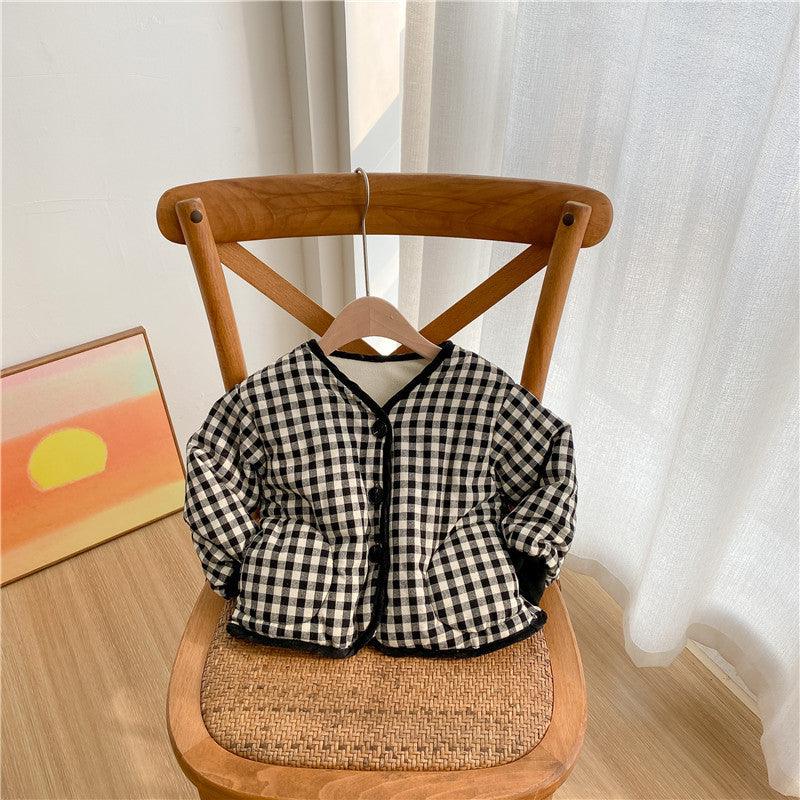 Toddler Kids Plaid Cotton Jacket Padded Cotton Jacket Thickened Cotton Jacket - PrettyKid