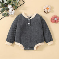 Climbing Clothes Autumn Thickened Warm Baby Romper Solid Color Long Sleeve Baby Shirt - PrettyKid