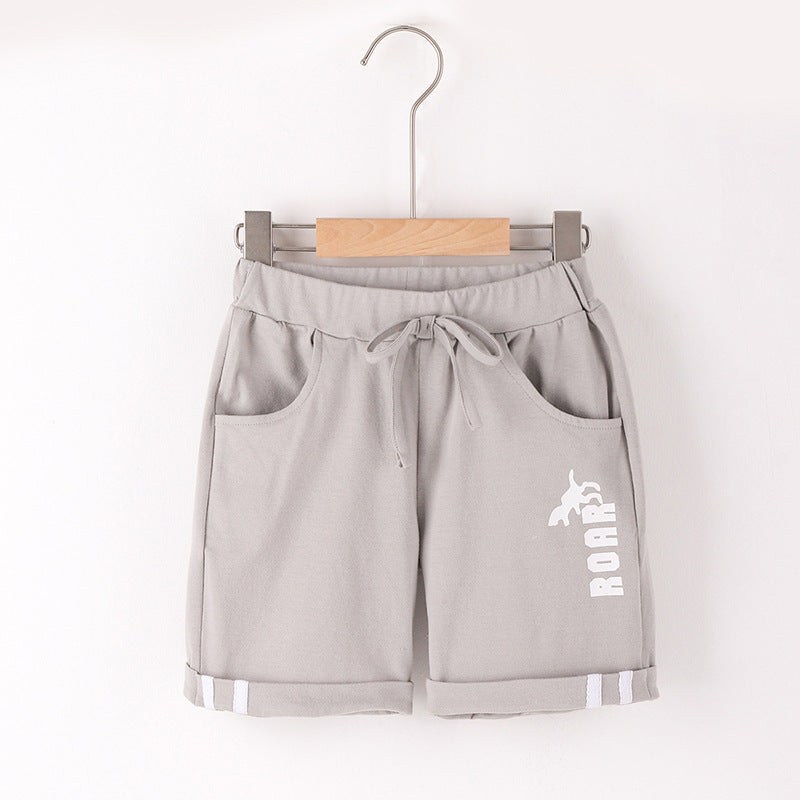 Toddler Kids Boys' Solid Color Letter Print Leather Belt Sports Shorts - PrettyKid