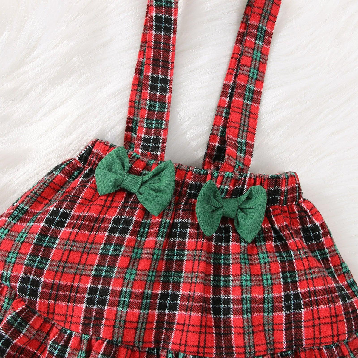 Baby Girls Plaid Christmas Strap Skirt Set - PrettyKid