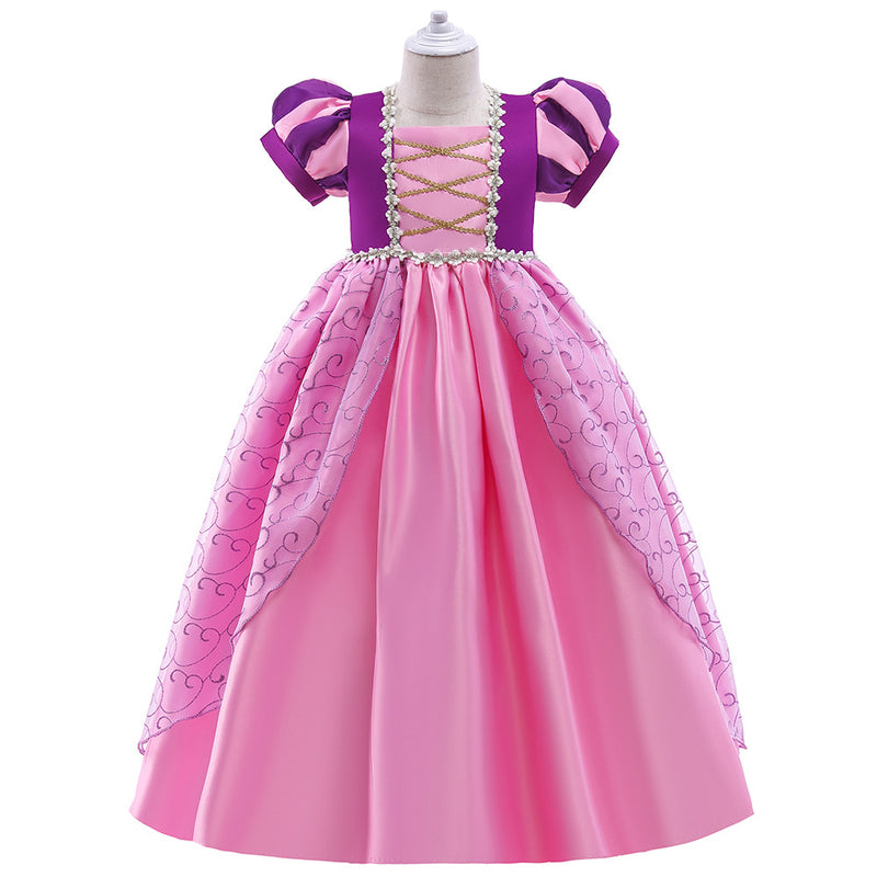 Girls Short Sleeve Mesh Puffy Skirt Sleeping Beauty Aurora Princess Dress - PrettyKid