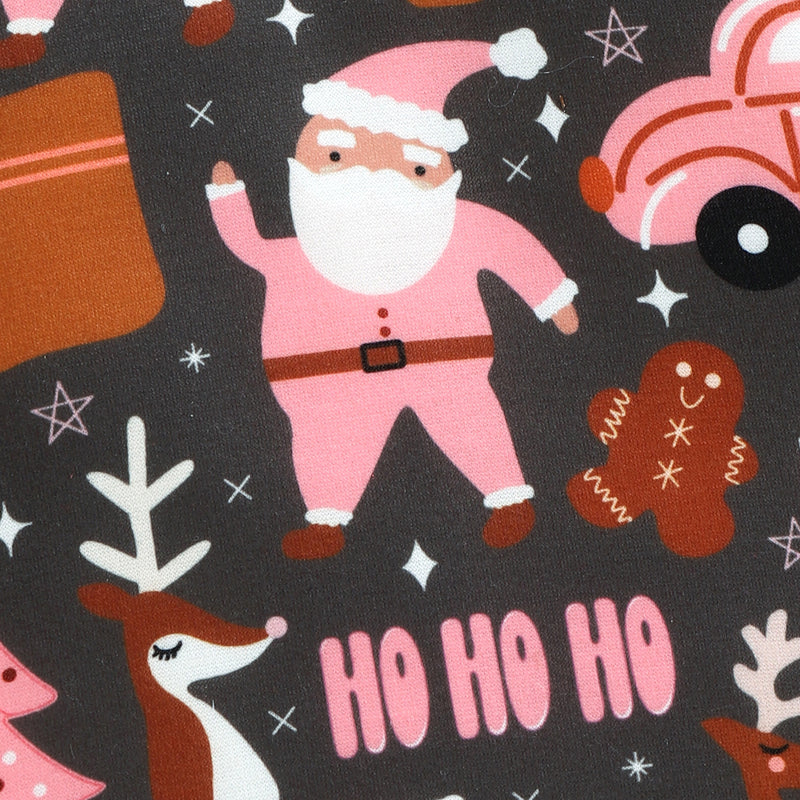 Baby Cartoon Santa Claus Letter Print Long-sleeved Jumpsuit - PrettyKid