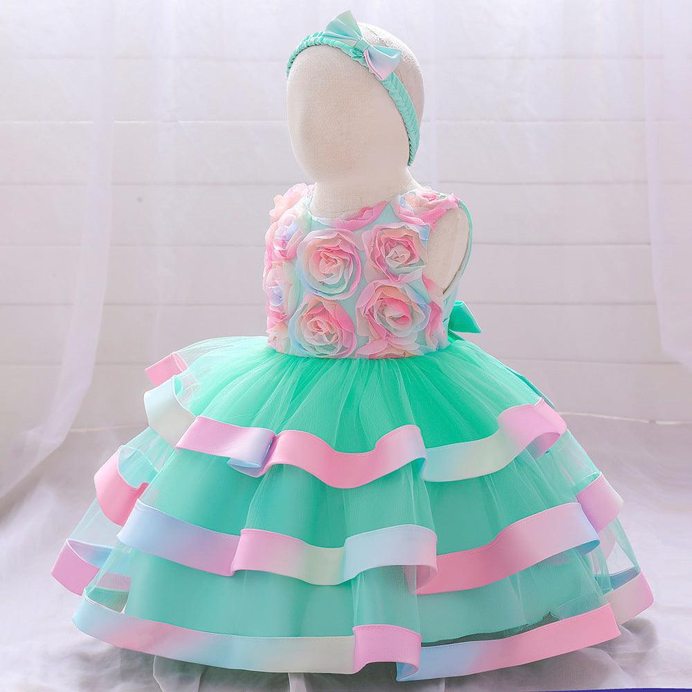 Baby Girls Flower Cake Puffy Skirt Baby Girl Dresses Wholesale - PrettyKid