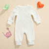 Baby Boys Girls Solid Color Rainbow Letter Print Plush Jumpsuit - PrettyKid
